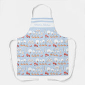 Kerstdorp voor feestdagen en rendieren voor kerstm schort (Voorkant)