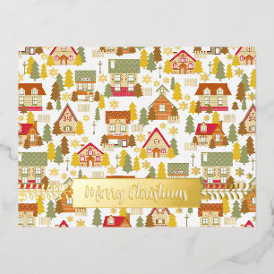 Kerstdorp White Folie Holiday Post Card Feestdagen Briefkaart