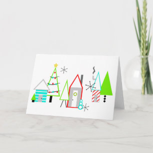kerstdorpen midden eeuw feestdagen kaart