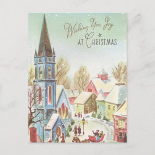 kerstdorpscène in de winter feestdagenkaart