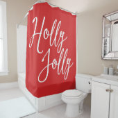 Kerstdouche Curtain Red Holly Jolly Douchegordijn (In situ)