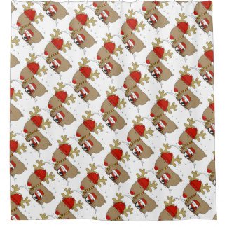 Kerstdouchergordijn/Kerstman en Rudolph Douchegordijn