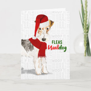 kerstdraad met gevleugelde fox terrier Fleas NaviD Feestdagen Kaart