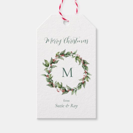 Kerstdraad Monogram Kerstmis  Cadeaulabel (Voorkant)
