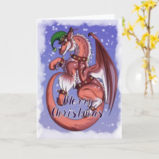 Kerstdraak Kaart (Gele Bloem)