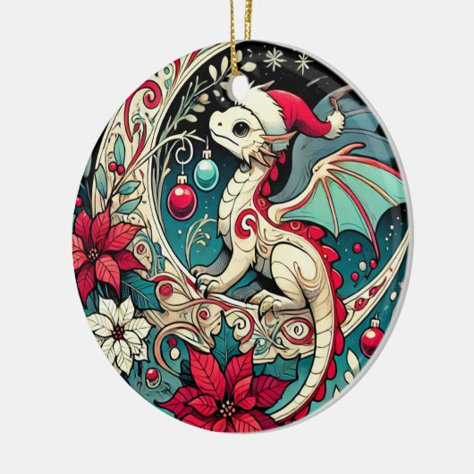 Kerstdraak Keramisch Ornament (Links)