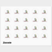 Kerstdraak Ronde Sticker (Vel)