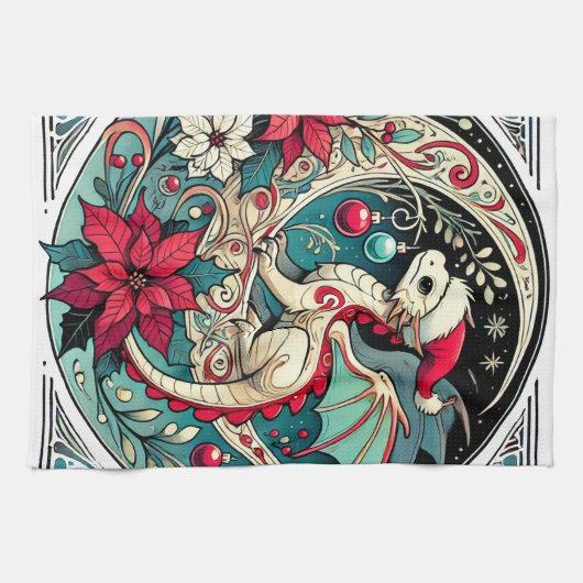 Kerstdraak Theedoek (Horizontaal)