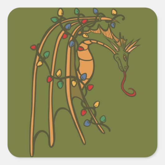 Kerstdraak Vierkante Sticker (Voorkant)