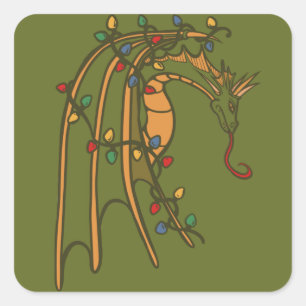 Kerstdraak Vierkante Sticker