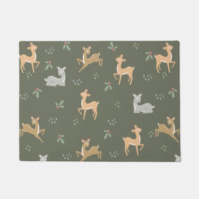 Kerstdroger naadloos patroon deurmat (Voorkant)