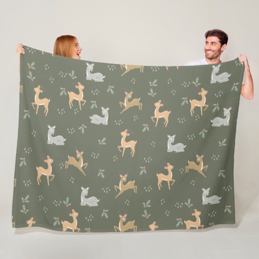 Kerstdroger naadloos patroon fleece deken (In situ)