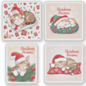 Kerstdromen - Kittens slapen in Santa Hat Sticker (Voorkant)