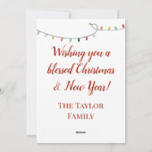 Kerstdroog en Bright-nachtrood script Feestdagenkaart (Achterkant)