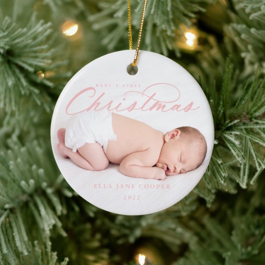 Kerstdroom voor baby's eerste kerst Roze Keramisch Ornament (Boom)