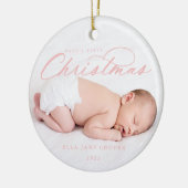Kerstdroom voor baby's eerste kerst Roze Keramisch Ornament (Links)
