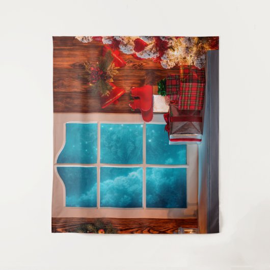 Kerstdroomhut winter Kerstmis Achtergrond Wandkleed (Voorkant)