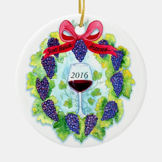 kerstdruiven Wreath Custom Scott Patrick Homes Keramisch Ornament (Voorkant)