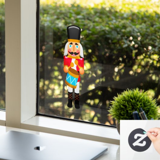 kerstdrummer Boy Nutcracker Window Cling Raamsticker (Kantoor)