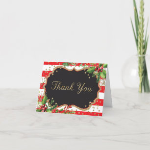 Kerstdruppels Red Black Gold Glitter Confetti Bedankkaart