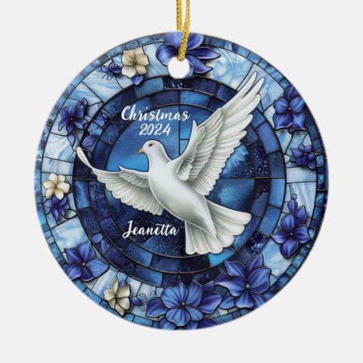 Kerstduif gepersonaliseerd Ornament (Voorkant)