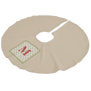 Kerstduif Monogram Initiaal Vredesvreugde Imitatie Linnen Kerstboom Kleed