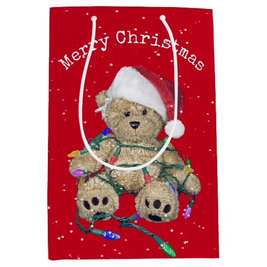 Kerstduitenbeer in gepantserde lichten medium cadeauzakje (Voorkant)