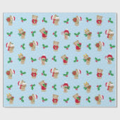 Kerstduitenberen en Holly Cadeaupapier (Vlak)