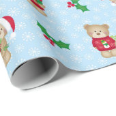 Kerstduitenberen en Holly Cadeaupapier (Rol Hoek)