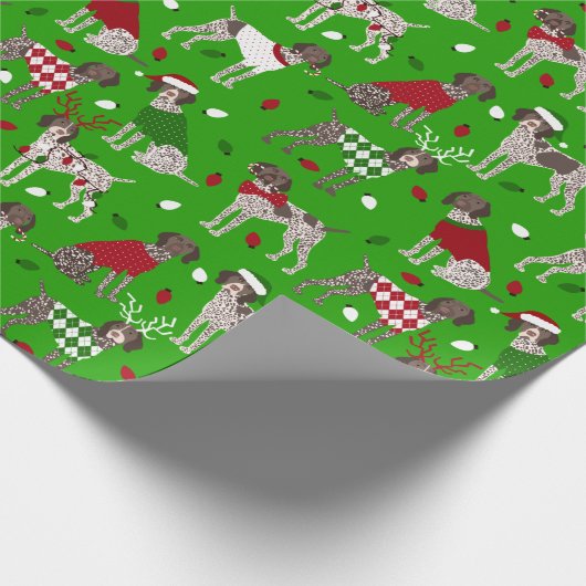 KerstDuitse Shorthaired Pointer Cadeaupapier (Hoek)