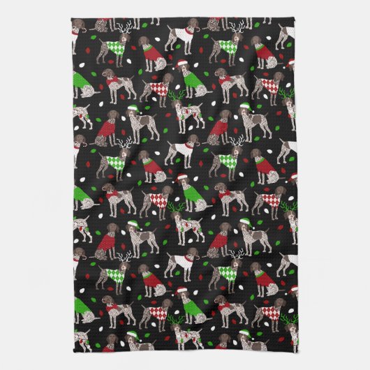 KerstDuitse Shorthaired Pointer Theedoek (Verticaal)