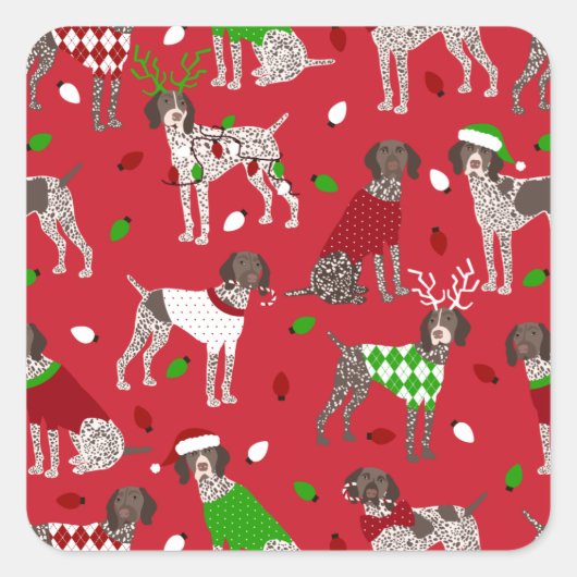 KerstDuitse Shorthaired Pointer Vierkante Sticker (Voorkant)