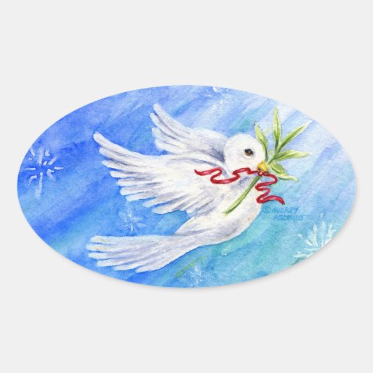 Kerstduivel van vredestichters ovale sticker (Voorkant)