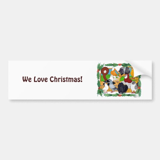 kerstduiven bumpersticker (Voorkant)