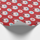 Kerstegel en Snowflake Festive Pattern Cadeaupapier (Hoek)