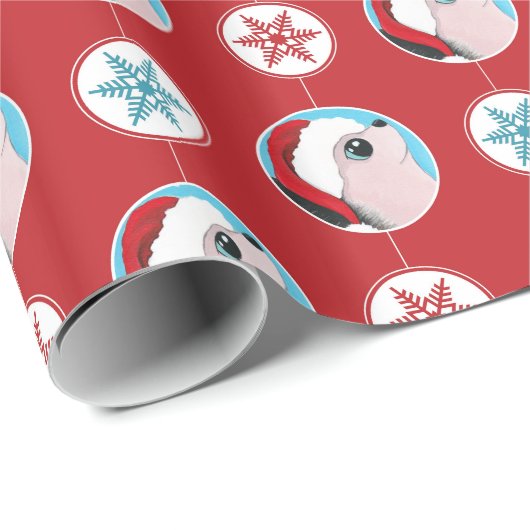 Kerstegel en Snowflake Festive Pattern Cadeaupapier (Rol Hoek)