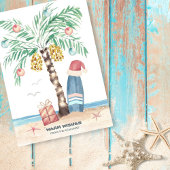 Kersteiland Surf Santa Tropical Beach Feestdagenkaart