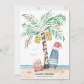 Kersteiland Surf Santa Tropical Beach Feestdagenkaart (Voorkant)