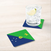 Kersteilandvlag Vierkante Kartonnen Onderzetter (Insitu)