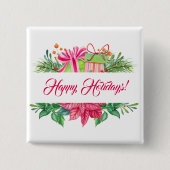 kerstelementen Prettige feestdagen Vierkante Button 5,1 Cm (Voorkant)