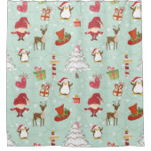 Kerstelementen rendierelven douchegordijn (Voorkant)