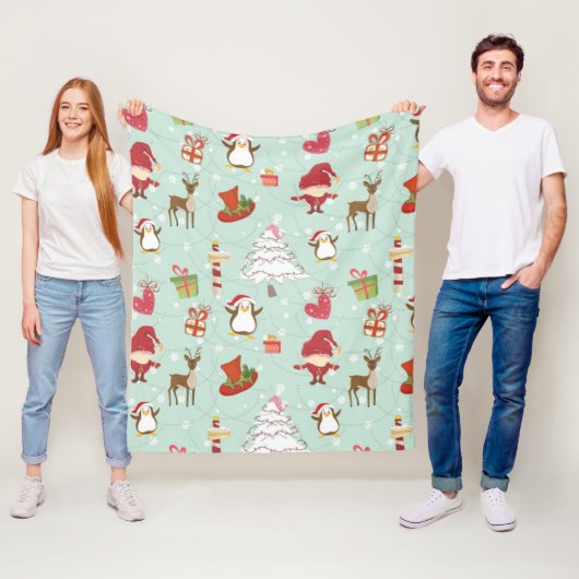 Kerstelementen rendierelven fleece deken (In situ)