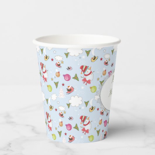 Kerstelementen Snowman Pattern Papieren Bekers (Voorkant)