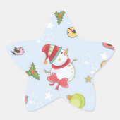 Kerstelementen Snowman-Sticker Ster Sticker (Voorkant)