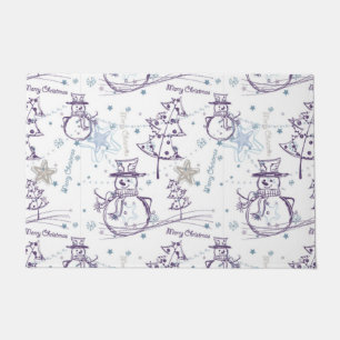 Kerstelementen Winter Snowman Sketch Deurmat
