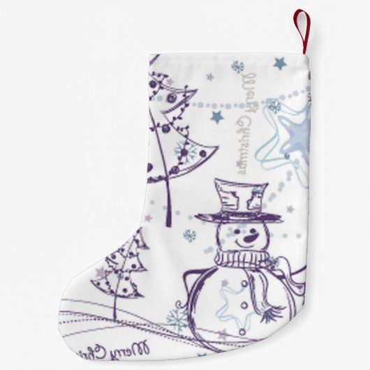 Kerstelementen Winter Snowman Sketch Kleine Kerstsok (Achterkant)