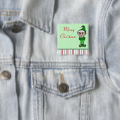 KerstElf-Button Vierkante Button 5,1 Cm (In situ)