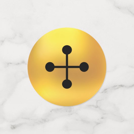 Kerstelf en gouden, groene en rode jingle bells confetti (Kleine voorkant)