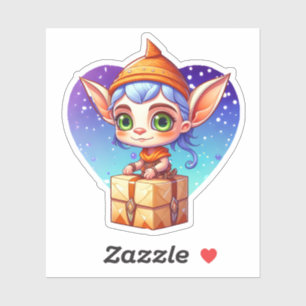 Kerstelf met besneeuwde achtergrond sticker