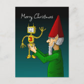 Kerstelf met de zwaaiende robot briefkaart (Voorkant)